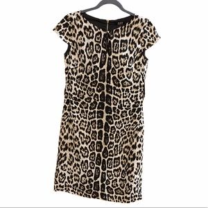 ALEX MARIE Leopard Print Sheath Dress Exposed Zip